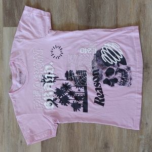 Reason Brand Pink Graphic T-Shirt Size S